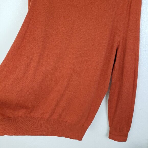Banana Republic Luxury Blend Silk Cotton Cashmere V-Neck Sweater Orange size L - Picture 11 of 13